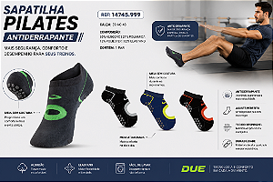 Meia Pilates Antiderrapante Masculina - 04 Cores - Kit 1 Par