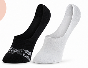 Meia Micro Invisível Feminina - 1 kit com 2 pares sortidos
