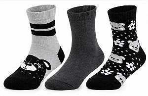 Meia soquete infantil feminina - 1 kit com 3 pares sortidos