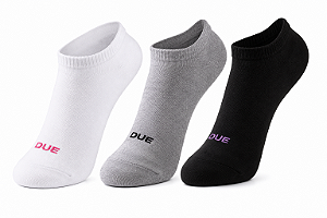 Meia invisível fem. malha retida - 1 kit com 3 pares sortidos