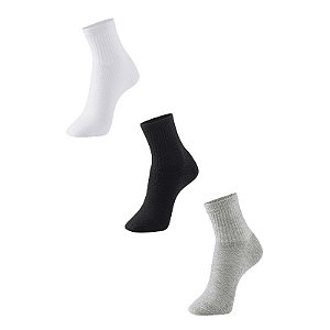 Meia esportiva masculina cano médio básica - 1 kit com 3 pares sortidos