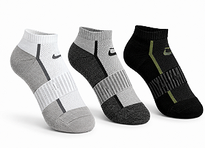 Meia sapatilha masculina tamanho especial - 1 kit com 3 pares sortidos