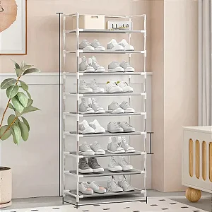 Rack Sapateira Vertical Premium Aço Inox 9 Prateleiras 27 Pares