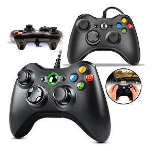 Controle USB Para Xbox 360 Com Fio Joystick | TV | PC | Android | Preto
