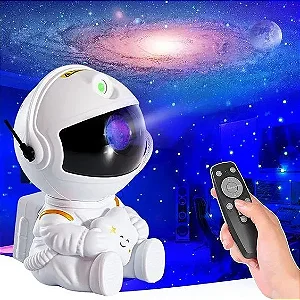 Mini Luminária Astronauta Robozinho Projetor Astronauta Luz Nebulosa Galáxia Estrelas Branco Bivolt
