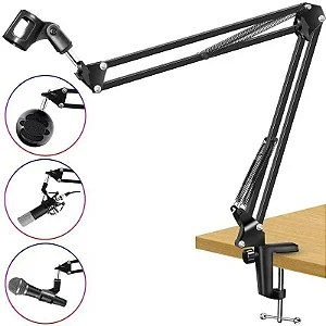 Suporte Braço Articulado Para Microfone Condensador Pedestal de Mesa