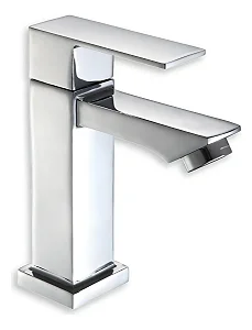 Torneira Bancada de Banheiro Lavabo Luxo Inox Cromada Fria Quadrada