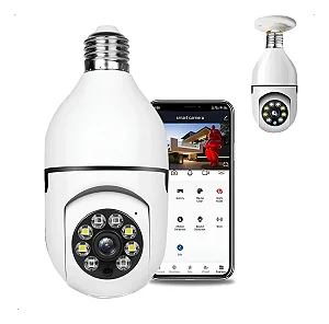 Câmera Ip Segurança Lâmpada Yoosee Panorâmica Wifi1080 Espiã Soquete E27 Lâmpada Cor Branco