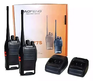 Kit 2 Radio Comunicador Walkie Talkie Baofeng 777s Alcance 9km Bandas de freqüência UHF Cor Preto