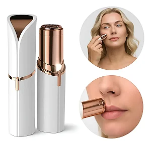 Batom Depilador Facial Elétrico Tira Pelos Buço Cor Branco e Rosa Flawlbss