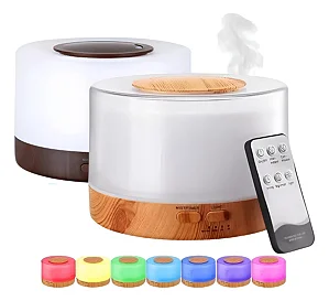 Aromatizador Difusor De Aroma Óleo Essencial Umidificador Elétrico Luminária Bivolt Branco 500ML Com Controle Remoto