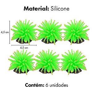 ENFEITE DE SILICONE SOMA ANEMONA SHORT VERDE  4,5 CM (6 UN)