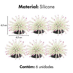 ENFEITE DE SILICONE SOMA ANEMONA SHORT BRANCA  4,5CM (6 UN)
