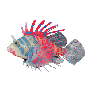 ENFEITE DE SILICONE SOMA JELLY LIONFISH AZUL E VERMELHO