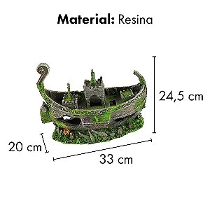 ENFEITE DE RESINA SOMA DECO NAUFRAGIO BOTE ANTIGO