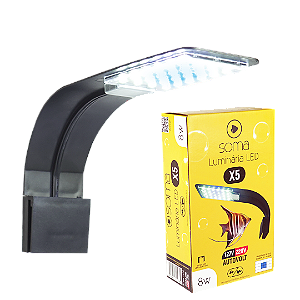 LUMINARIA LED SOMA X 5 PRETA (8W) LED BRANCO/AZUL AUTOVOLT