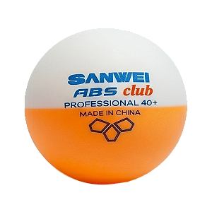 Bola de Tênis de Mesa SANWEI - ABS Club - Branco/Laranja - Embalagem com 10 bolas