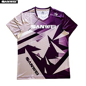 Camiseta Para Tênis de Mesa SANWEI - Purple White
