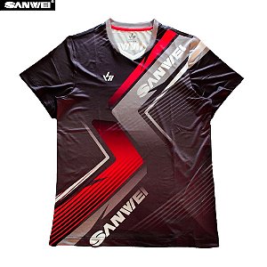 Camiseta Para Tênis de Mesa SANWEI - Black Red