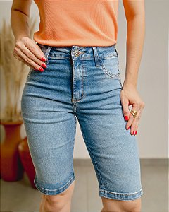 Bermuda Ciclista Jeans Com Modelagem Push-Up - Slim e Plus Size