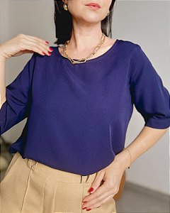 Blusa Estilo Mullet Com Manga 3/4 - Slim e Plus Size