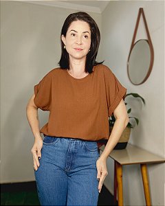 Blusa Com Manga Japonesa E Punho Dobrado - Slim e Plus Size