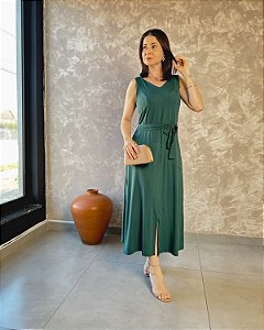 Vestido Princesa, Saia Evasê E Bolsos Externos C/ Faixa - Slim e Plus Size