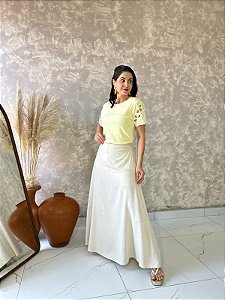 Saia Longa Godê, Detalhes E Cordão Fixo - Slim e Plus Size