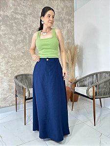 Saia Longa Godê, Com Bolsos Faca Laterais E Cós Anatômico - Slim Size