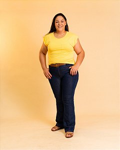 Blusa Manga Japonesa, Com Bolso - Plus Size