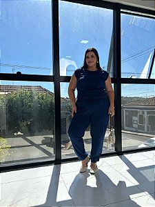 Conjuto: Regata Cava C/Punho e Gola, Calça Jogger, C/Elástico Cós E Barra- Plus Size