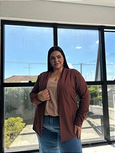 Cardigã Com Recorte No Ombro - Plus Size
