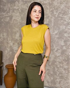 Blusa Cavada ,Com Recortes Nos Ombros E Cavas-Slim Size