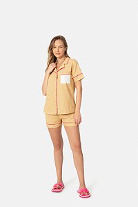 Pijama Camisaria Manga Curta Geométrico