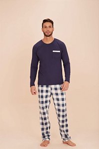 Pijama masculino Xadrez Azul