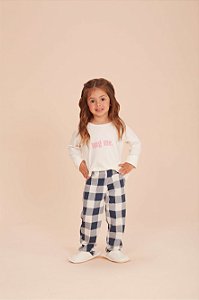Pijama Infantil Hug Me Xadrez Azul Marinho