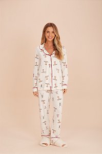 Pijama Camisaria Manga Longa Esqui