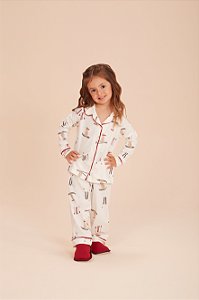 Pijama Camisaria Manga Longa Esqui Infantil