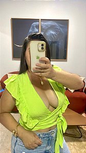 Cropped Babados Verde Lima