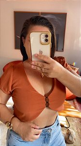 Cropped Poliana Marrom
