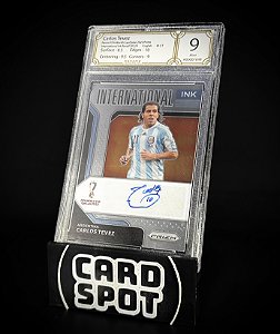 Carlos Tevez MGS 9 Autógrafo - 2022 Panini Przm FIFA World Cup