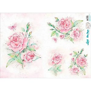 SLIM PAPER SPL-001 ROSAS AQUARELA E BORBOLETA