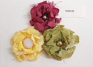 FLOR DE PAPEL - KIT COM 3 FLORES COLORIDAS - REF FLAB 03