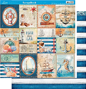 PAPEL SCRAPBOOK - SD-1336 - COLEÇÃO MAR DOCE LAR - LITOARTE
