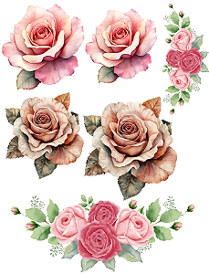 Hidro Transfer - Decalque - Rosas Grandes I