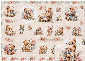 Papel de Seda PSL-012 - Coleção Família Urso