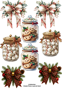 Hidro Transfer Decalques - Laços e Potes - Coleção Natal