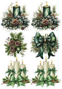 Hidro Transfer Decalques - Velas e Laços Verde