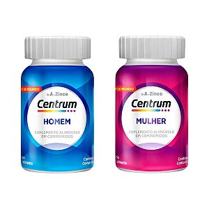 Kit Casal Vitamina Centrum A-Z Homem E Mulher 60 Comprimidos