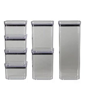 Kit 7 Potes Herméticos Lumini Quadrado